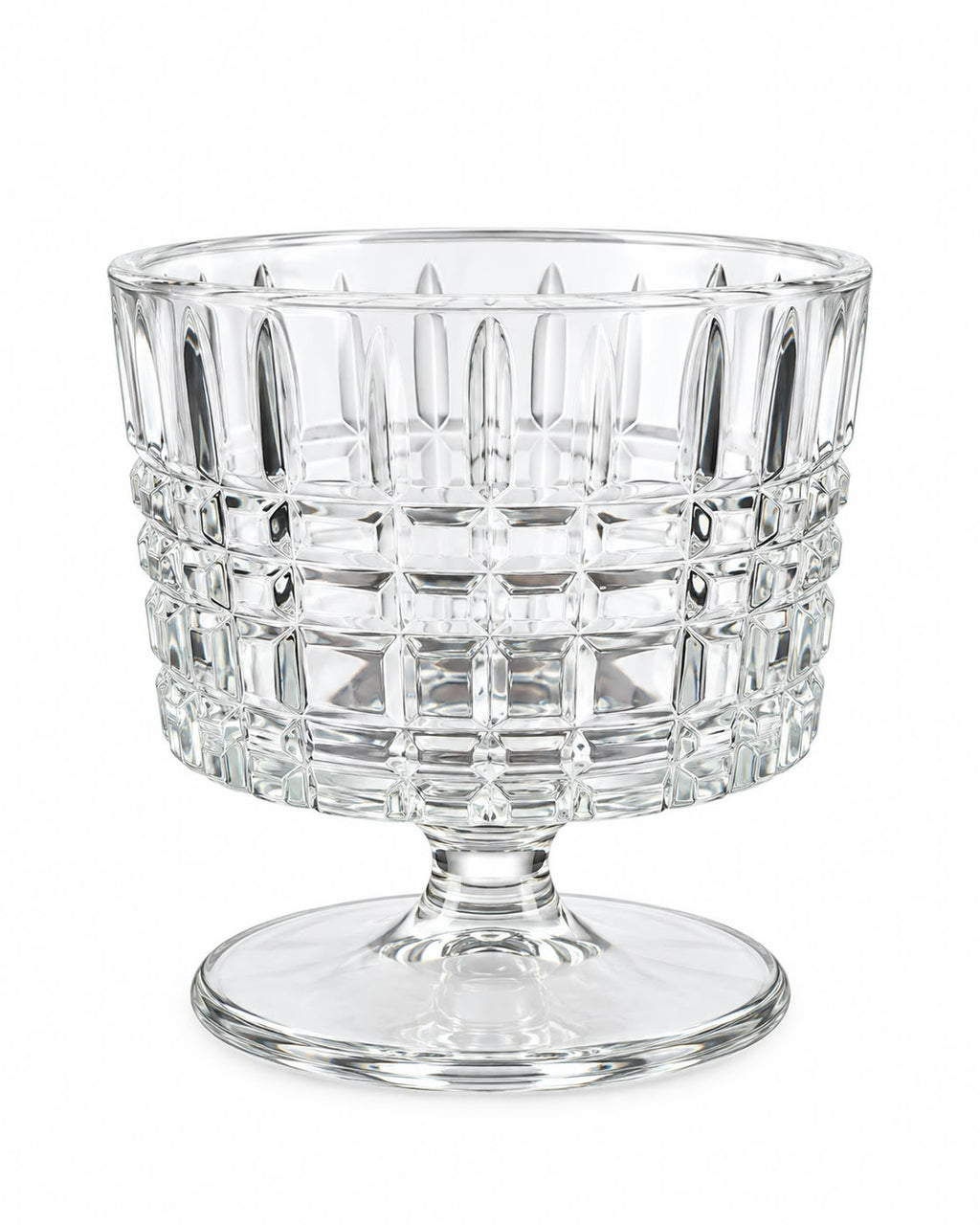 Clear patterned pedestal glass dessert bowl