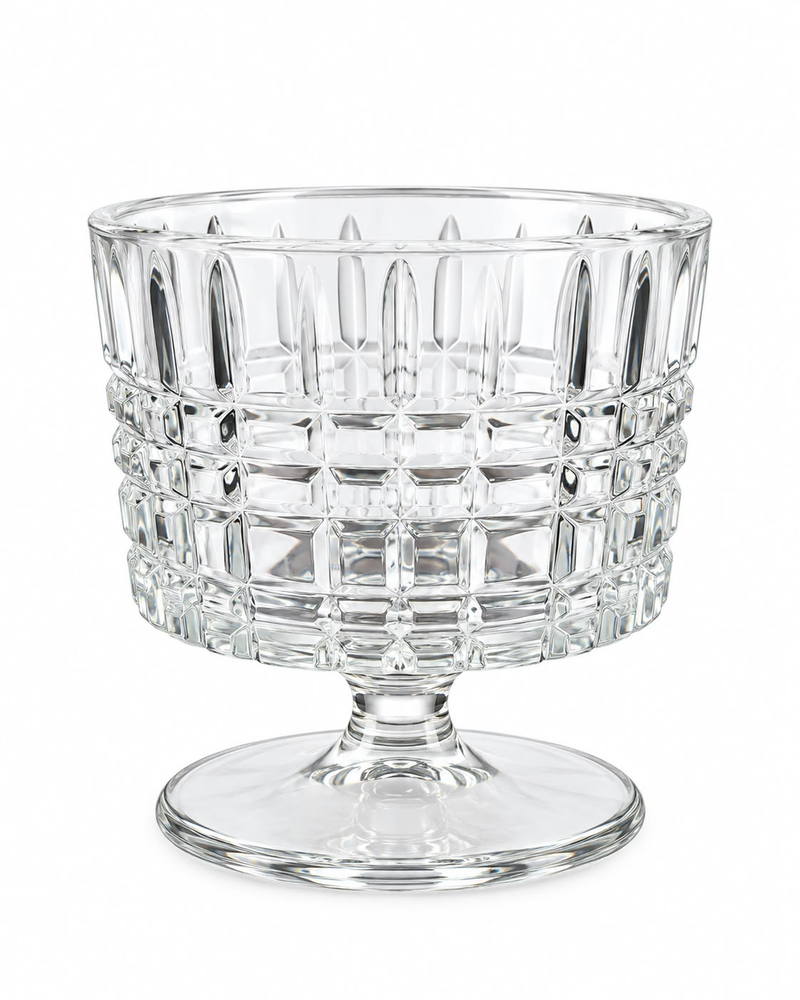 Clear patterned pedestal glass dessert bowl
