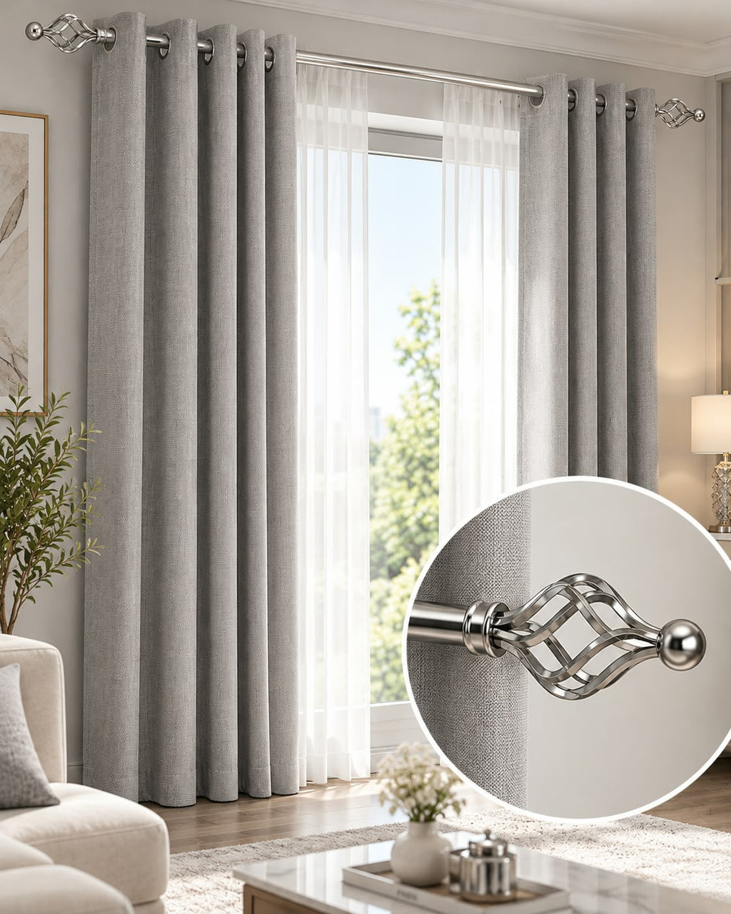 Extendable lattice finial curtain rod in four colors