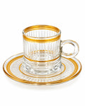 Luxury Gold-Rimmed Glass Coffee Cup & Saucer