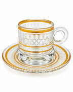 Luxury Gold-Rimmed Glass Coffee Cup & Saucer