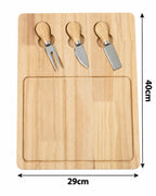Bamboo Cheese Serving Board with 3 Utensils