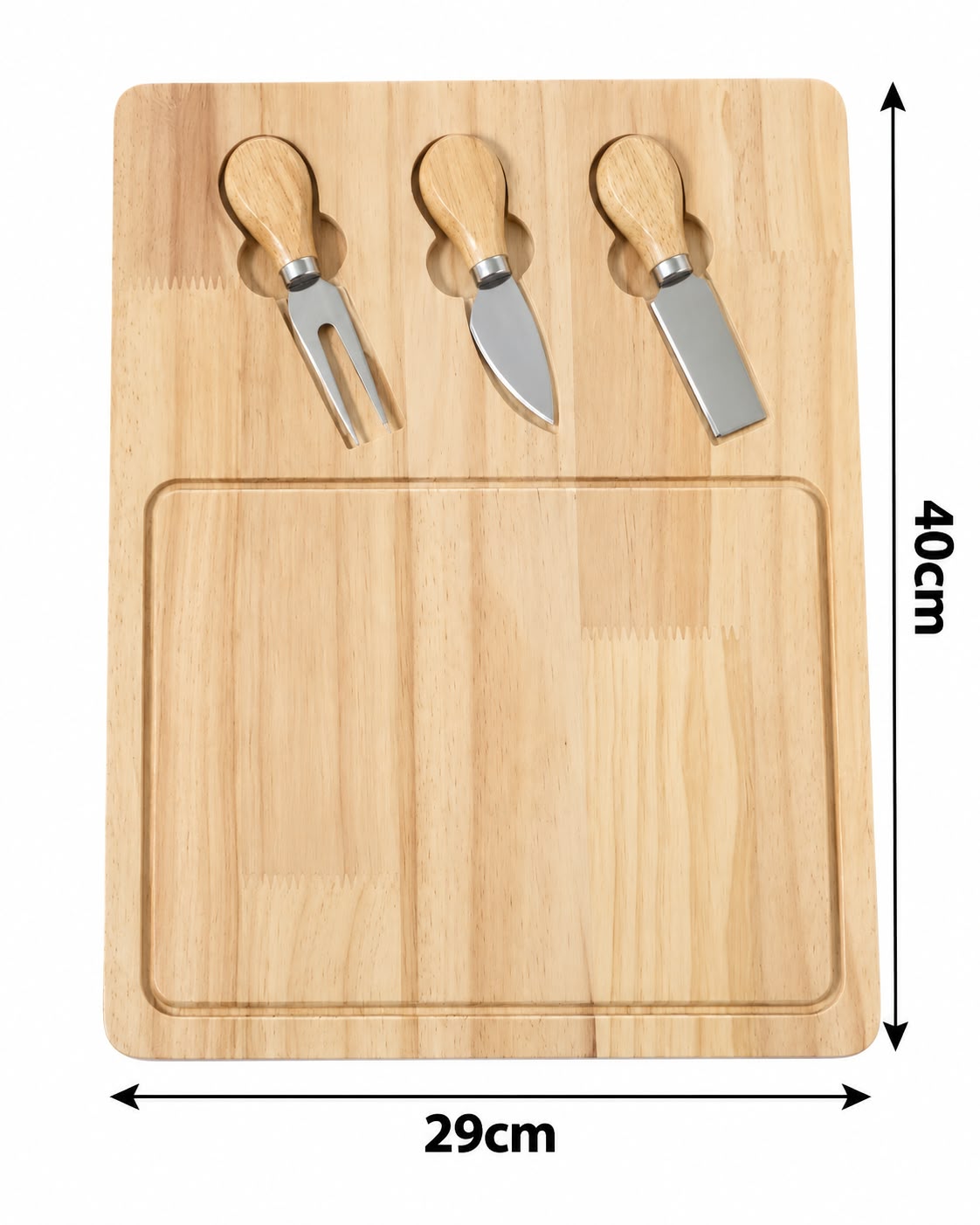 Bamboo Cheese Serving Board with 3 Utensils