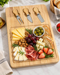 Bamboo Cheese Serving Board with 3 Utensils