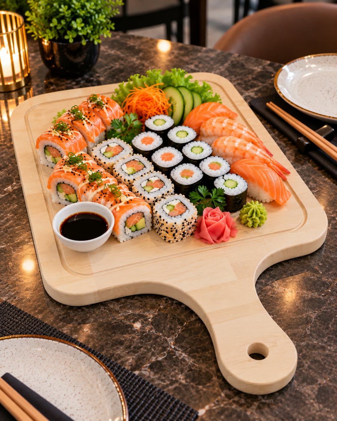 Rectangular Bamboo Serving Board with Handle