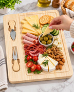 Bamboo Cheese Serving Board with 2 Utensils