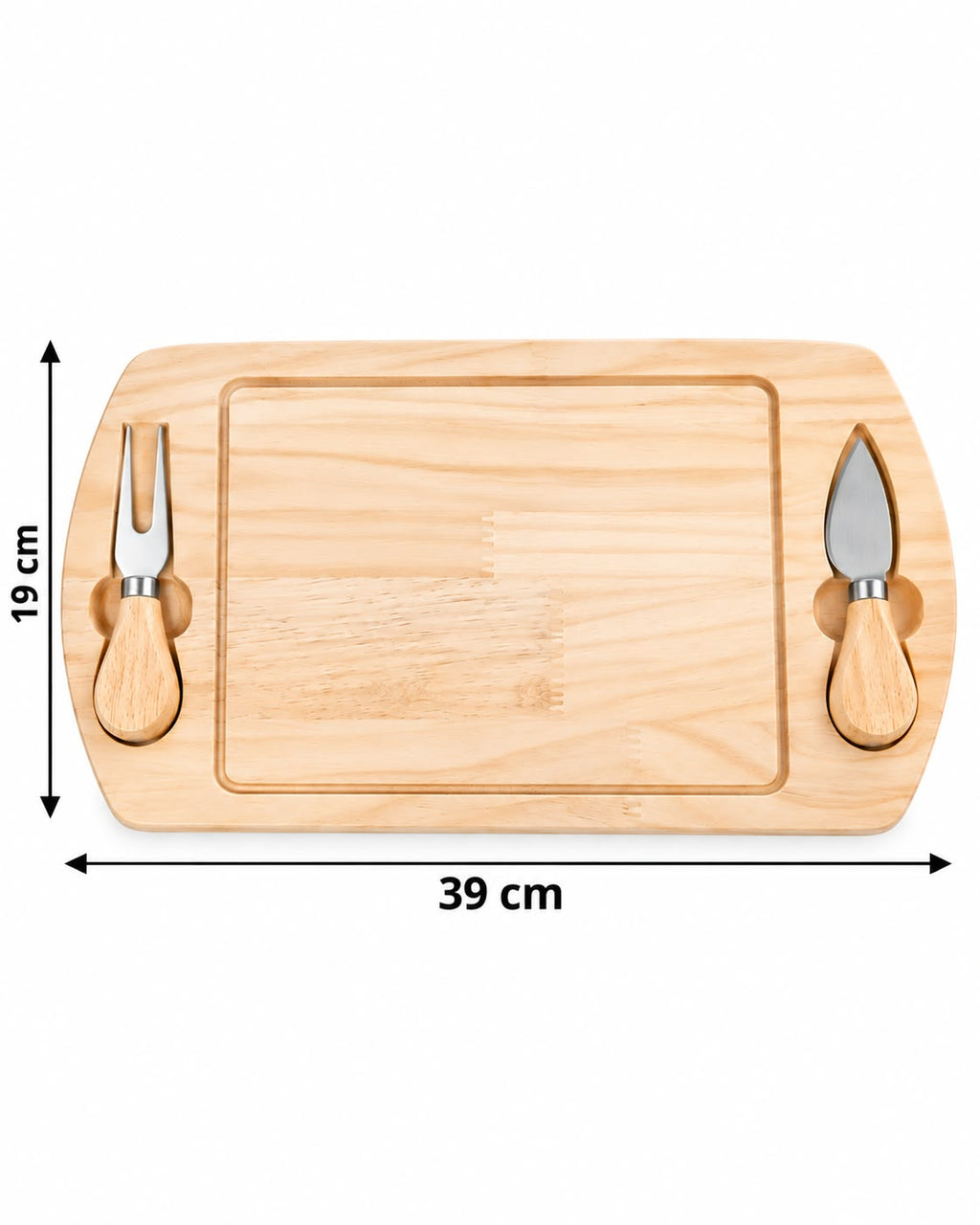 Bamboo Cheese Serving Board with Fork & Knife