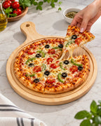 Round Bamboo Pizza Serving Board with Handle