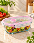 850ML glass food storage container filled with salad