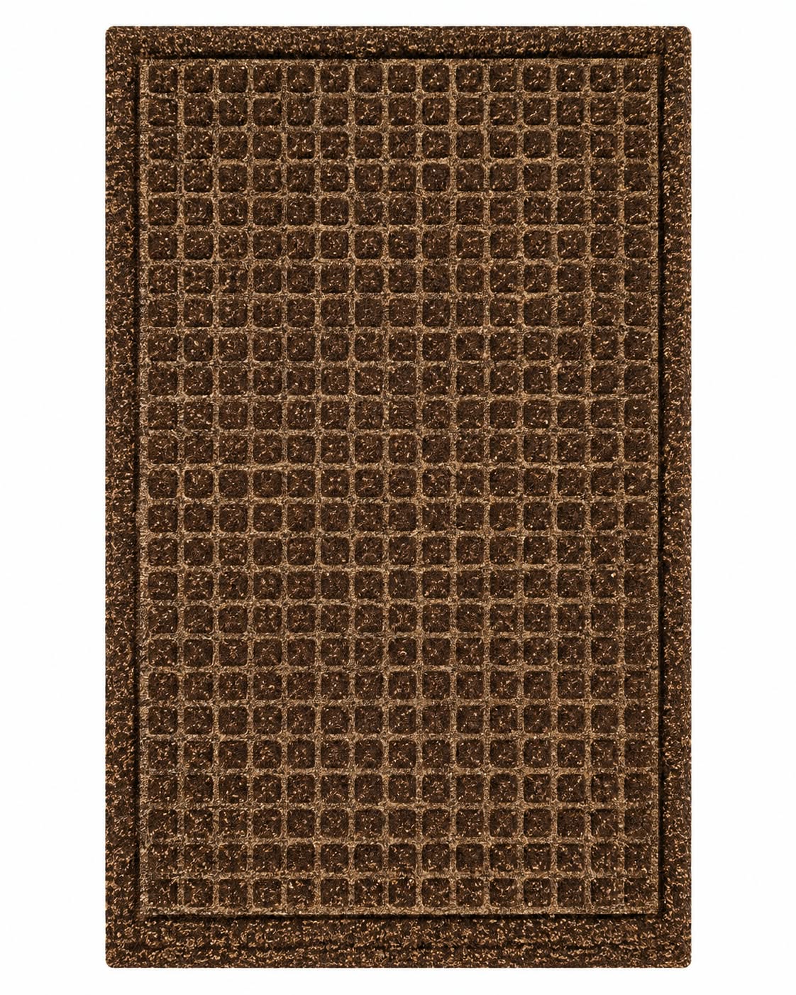 Square grid textured doormat in black and brown