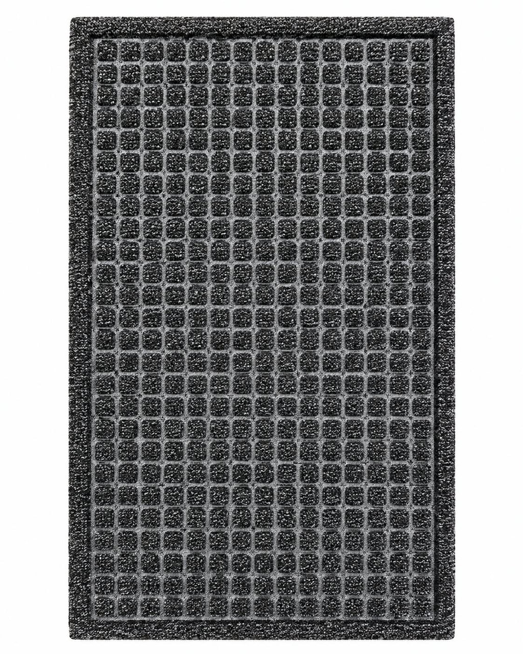Square grid textured doormat in black and brown