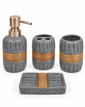 Speckled four piece gold-accent bathroom set