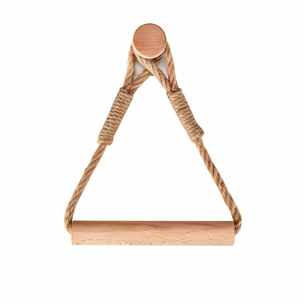 Boho Jute Rope Towel Holder with Wooden Bar – No Drill