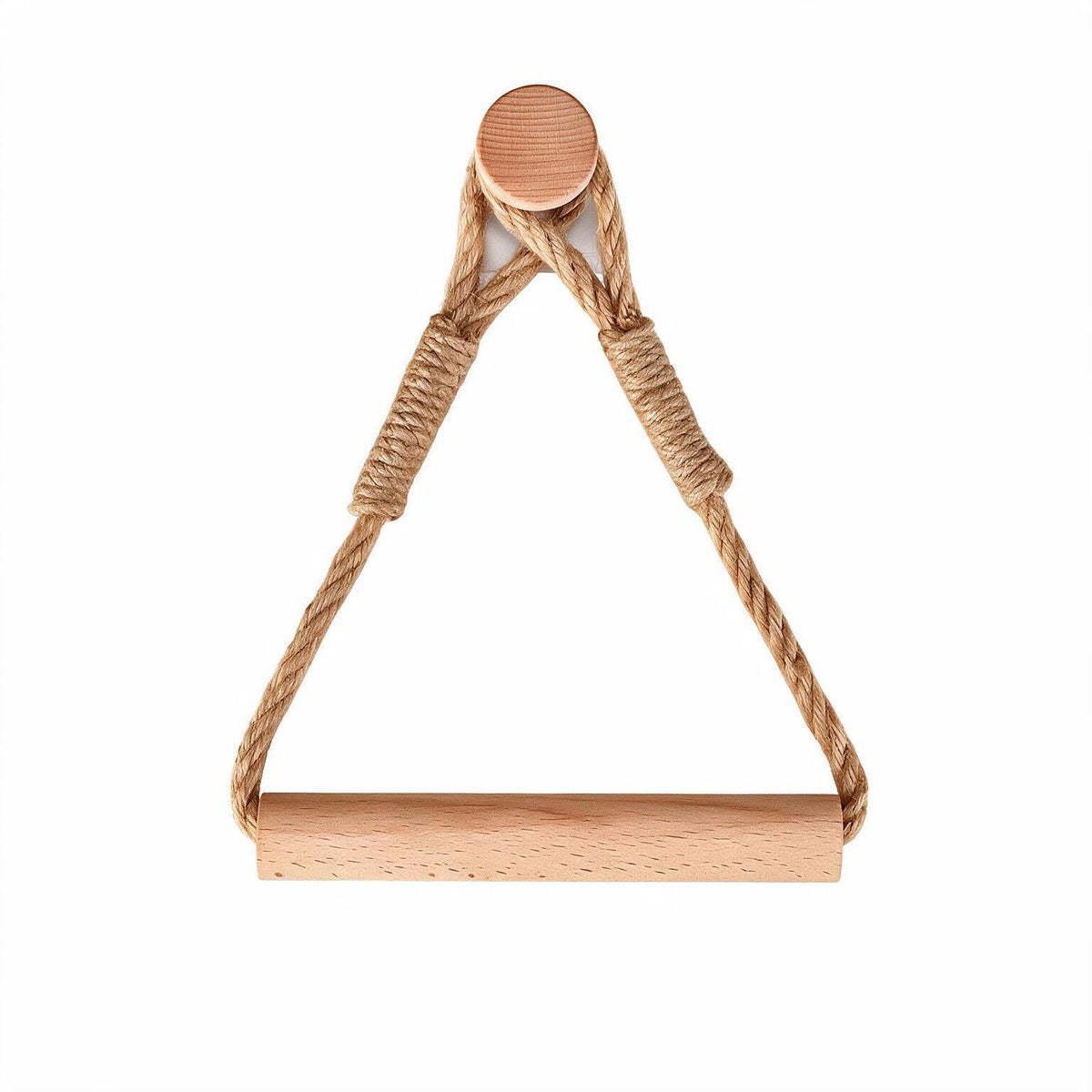 Boho Jute Rope Towel Holder with Wooden Bar – No Drill