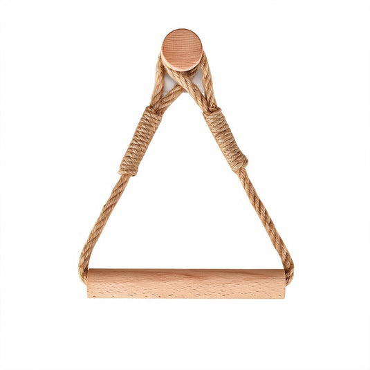 Boho Jute Rope Towel Holder with Wooden Bar – No Drill