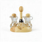 4-Piece Oil, Vinegar & Spice Set with Wooden Stand