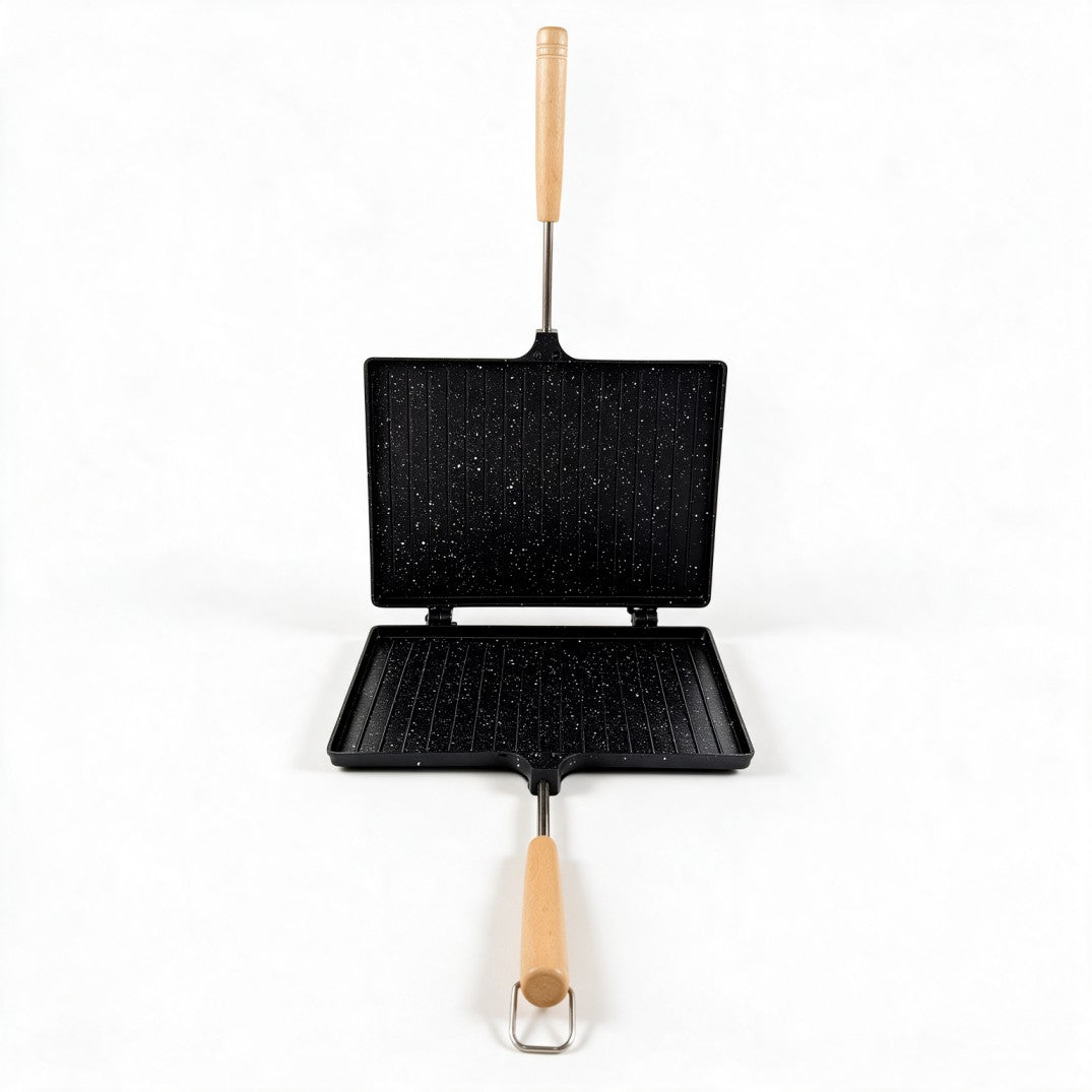 Non-Stick Grill Pan with Wooden Handles