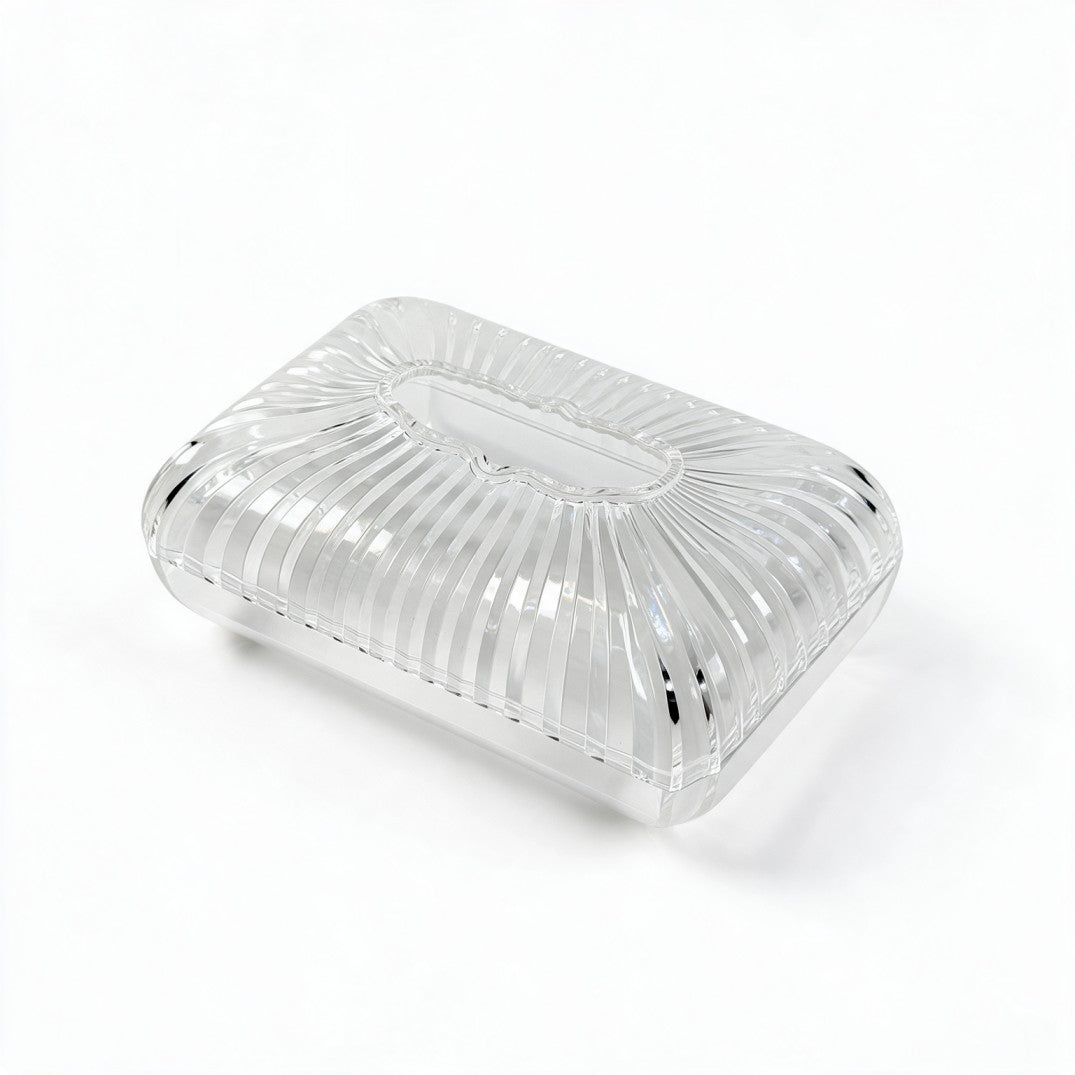 Clear Ribbed Plexi Tissue Box