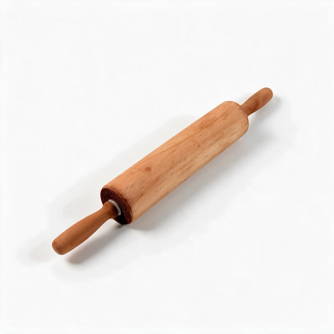 Wooden Rolling Pin with Rotating Handles