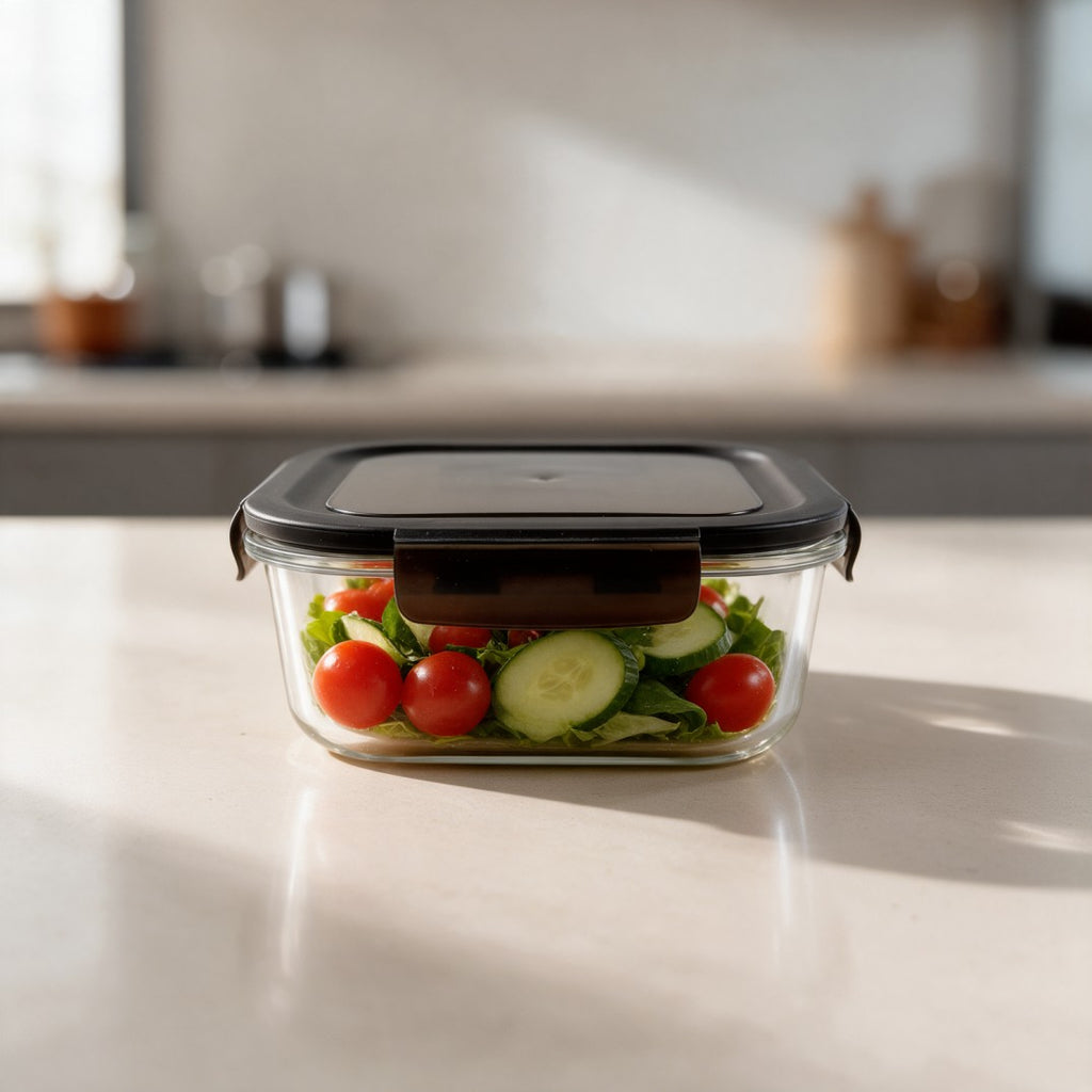 Glass Food Storage Container with Locking Lid-Square
