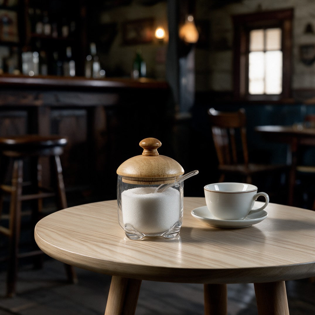 Plexi Sugar Jar with Wooden Lid & Spoon-Round
