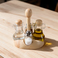 4-Piece Oil, Vinegar & Spice Set with Wooden Stand