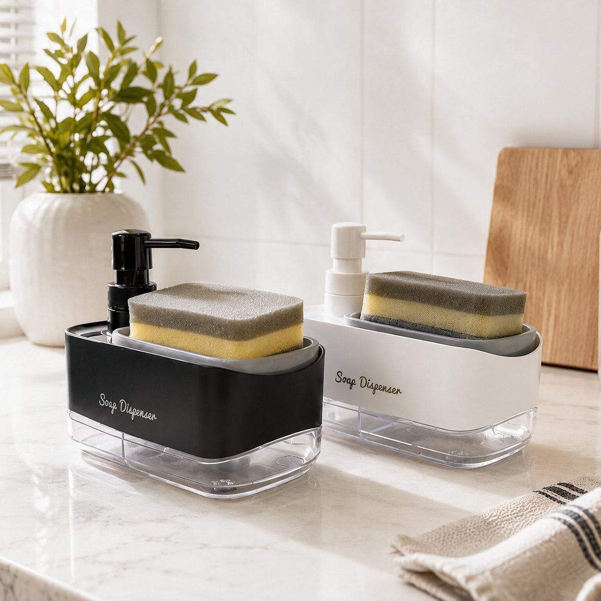 2-in-1 Soap Dispenser with Sponge Holder