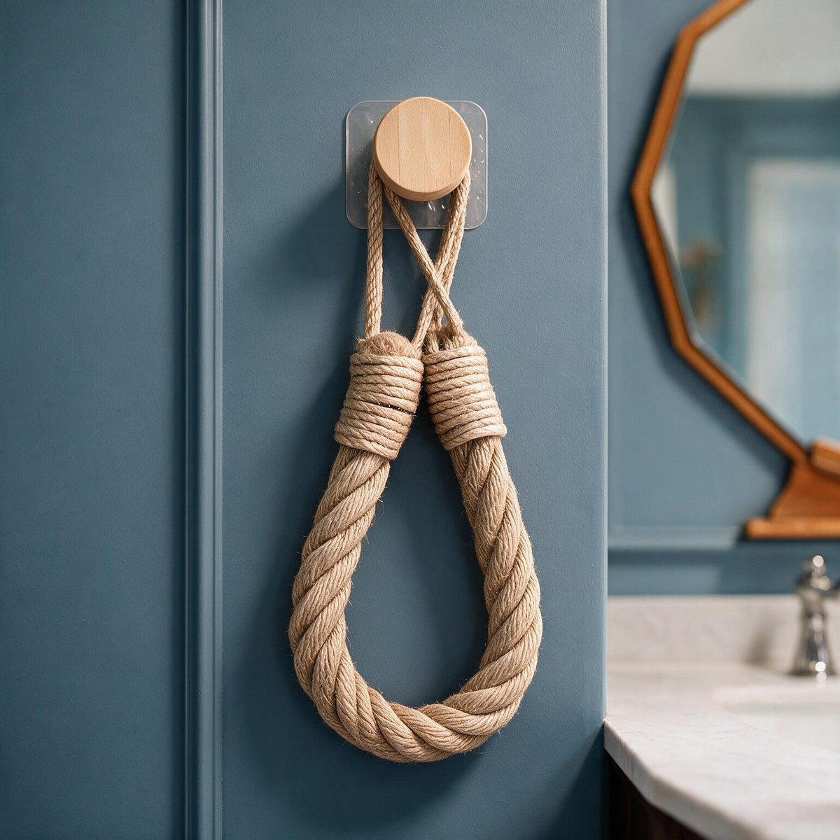 Boho Jute Rope Towel Holder – No Drill