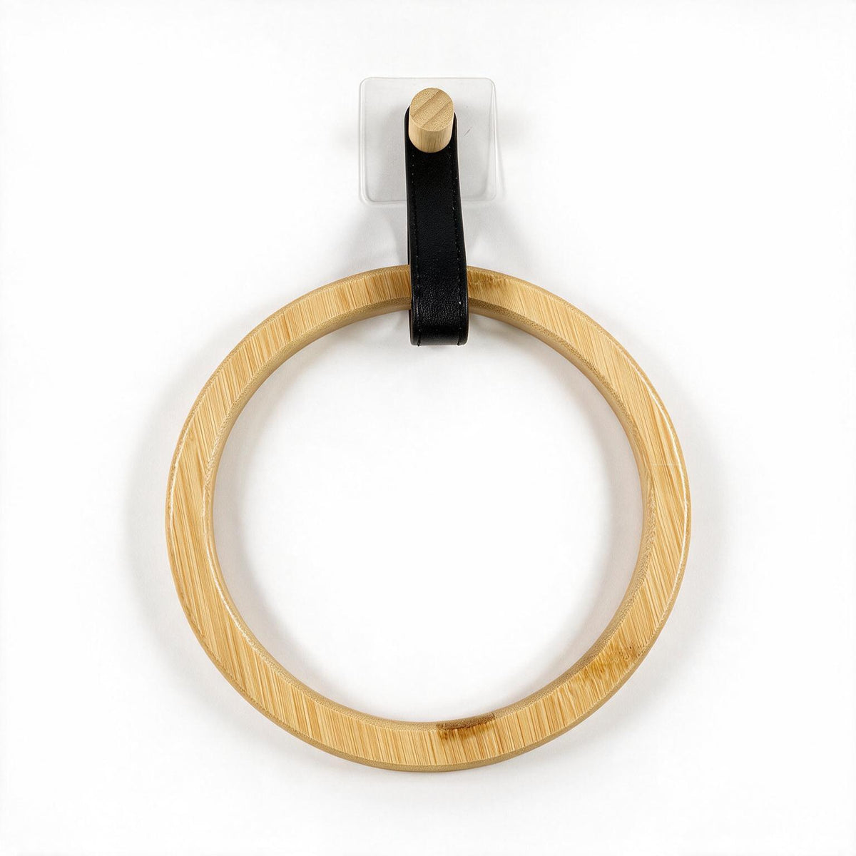 No-Drill Round Bamboo Towel Ring