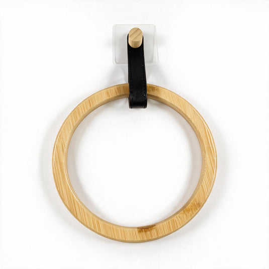 No-Drill Round Bamboo Towel Ring