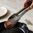Stainless Steel Kitchen Tongs with Wooden Grip