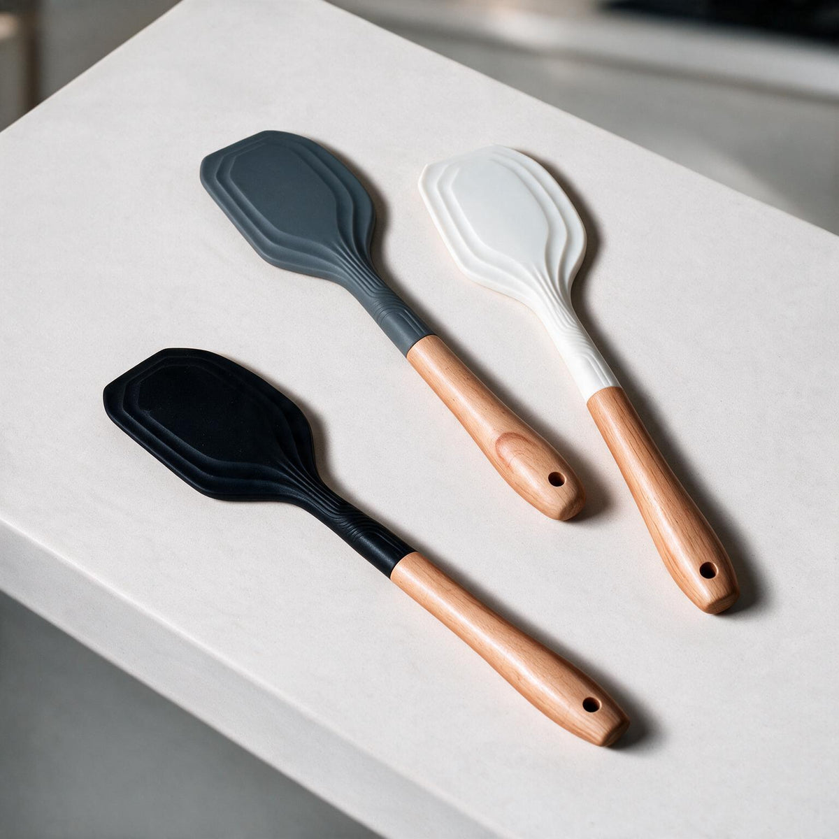 Silicone Scraper Spatula with Wooden Handle
