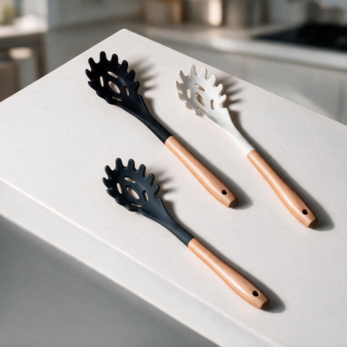 Silicone Pasta Server with Wooden Handle