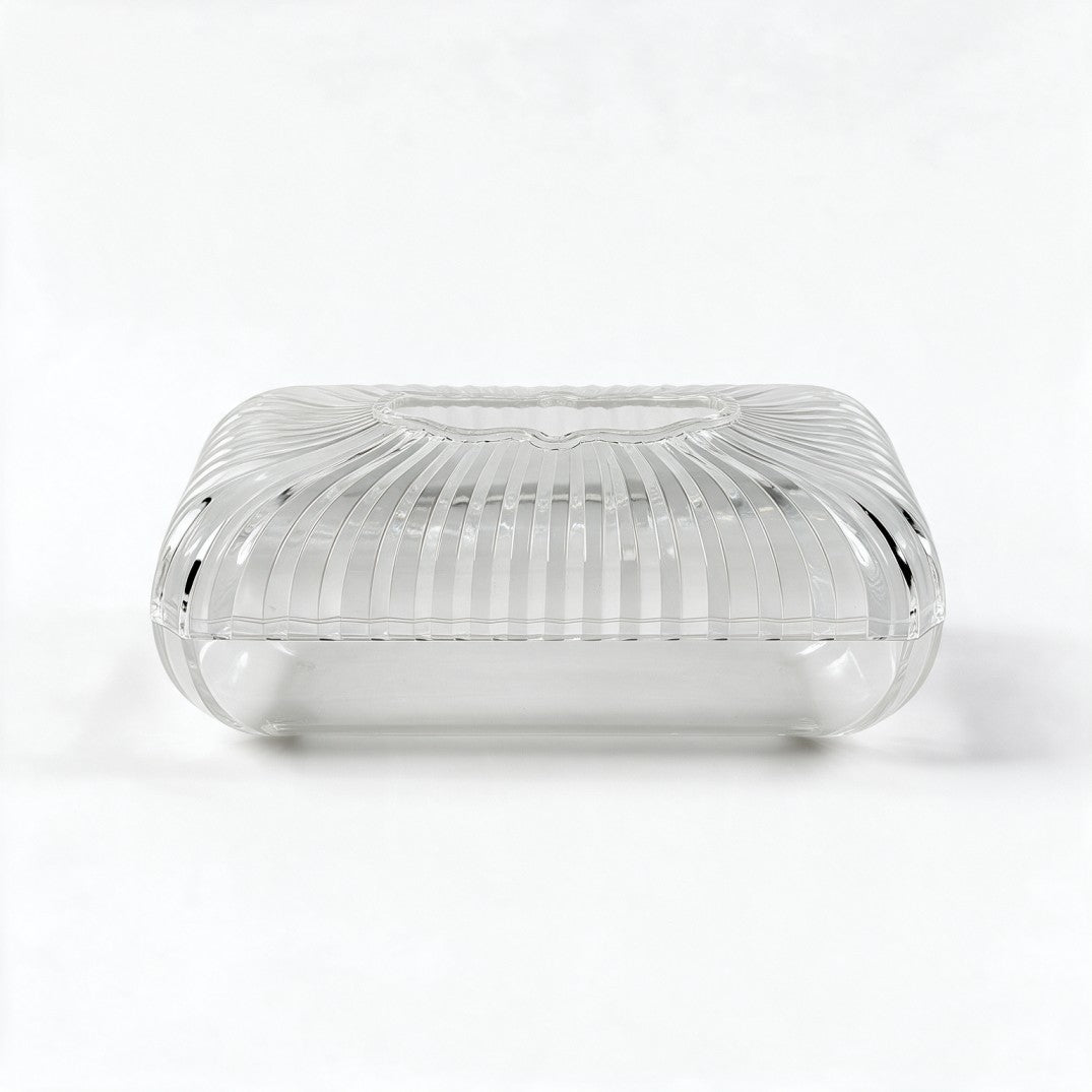 Clear Ribbed Plexi Tissue Box