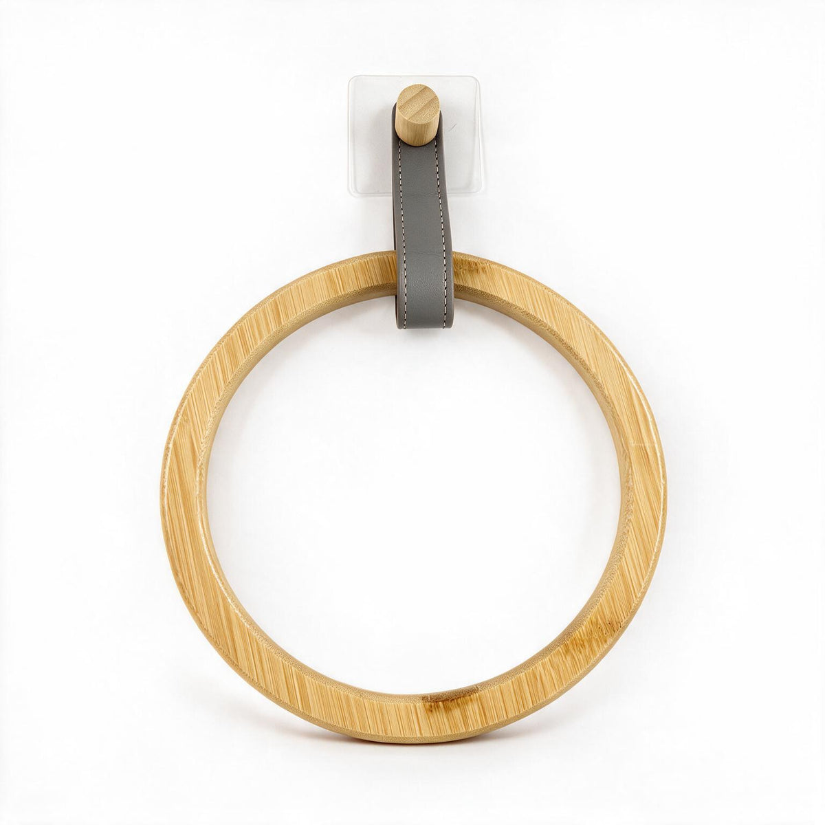 No-Drill Round Bamboo Towel Ring