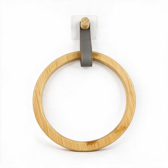 No-Drill Round Bamboo Towel Ring