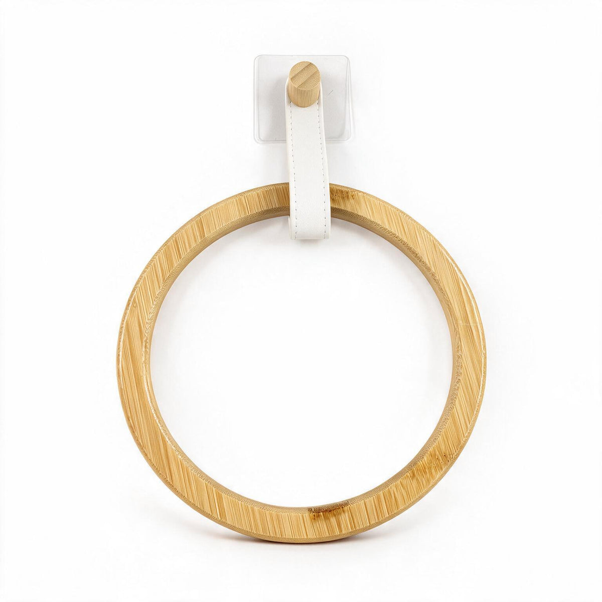 No-Drill Round Bamboo Towel Ring