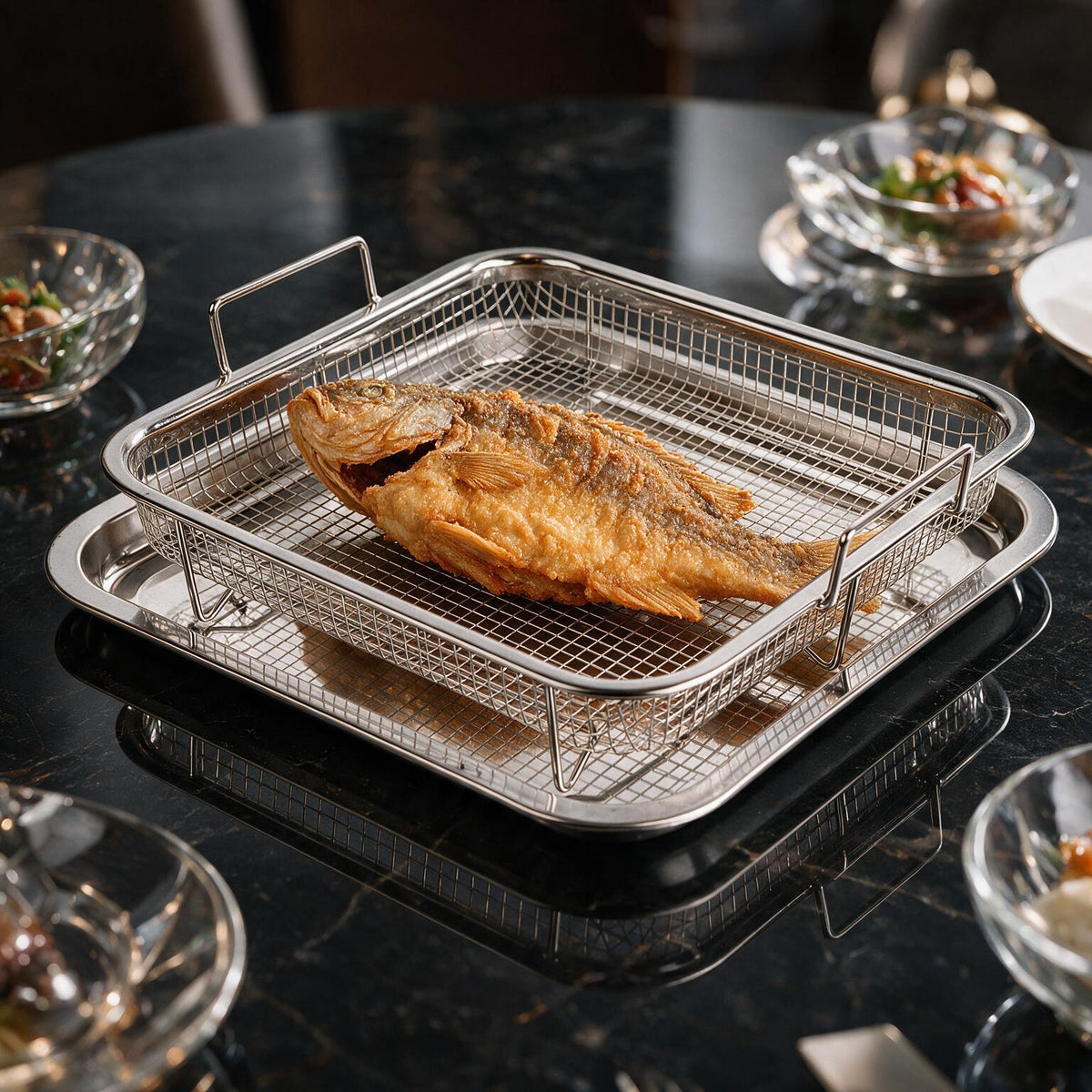 Square Serving Tray - Silver
