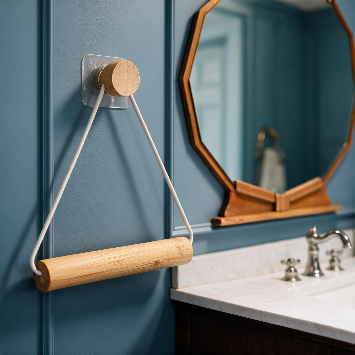 No-Drill Hanging Bamboo Towel Bar
