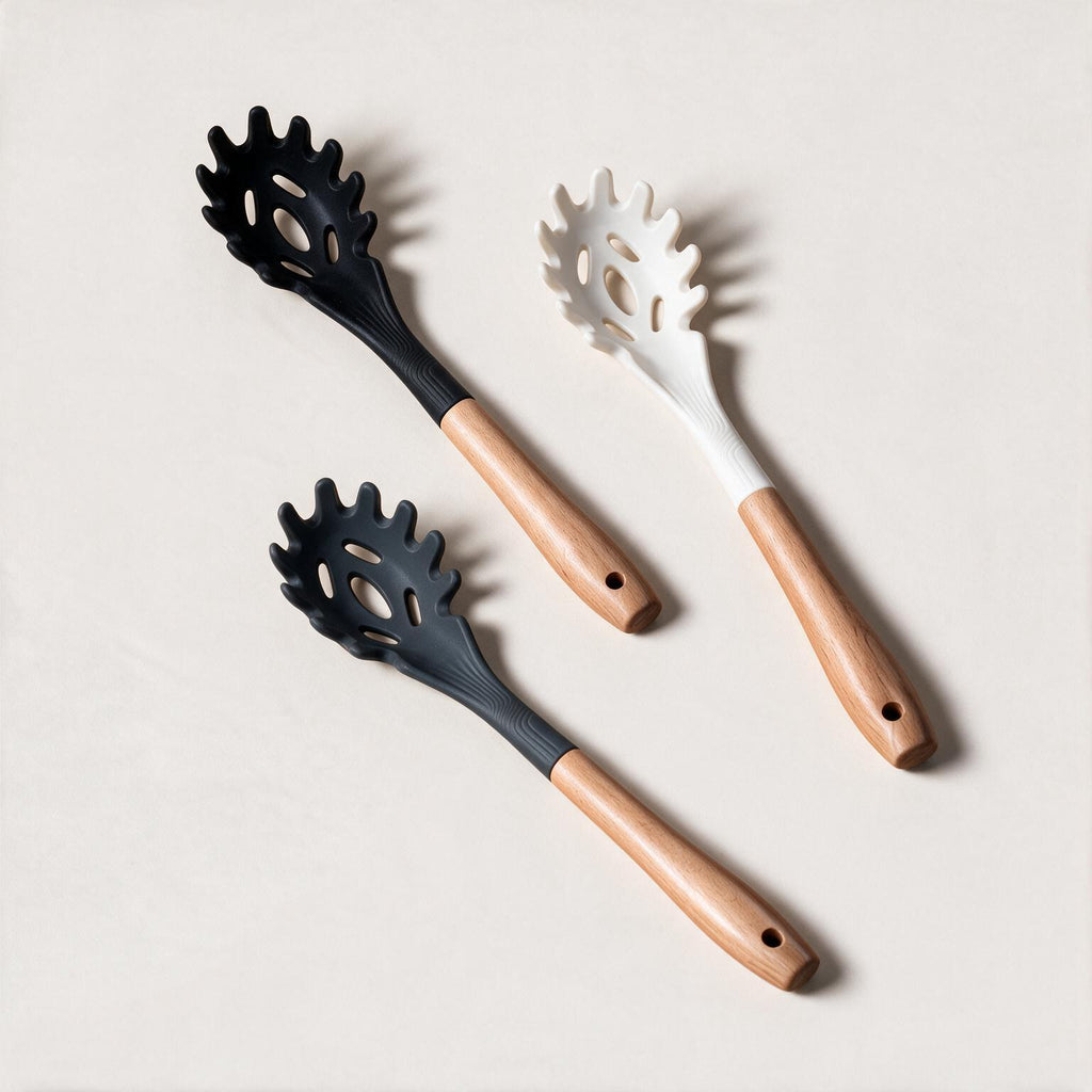 Silicone Pasta Server with Wooden Handle