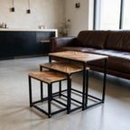 3-Piece Industrial Wood Nesting Table Set