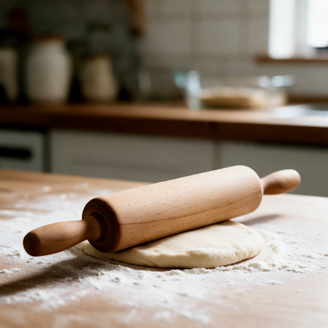 Wooden Rolling Pin with Rotating Handles