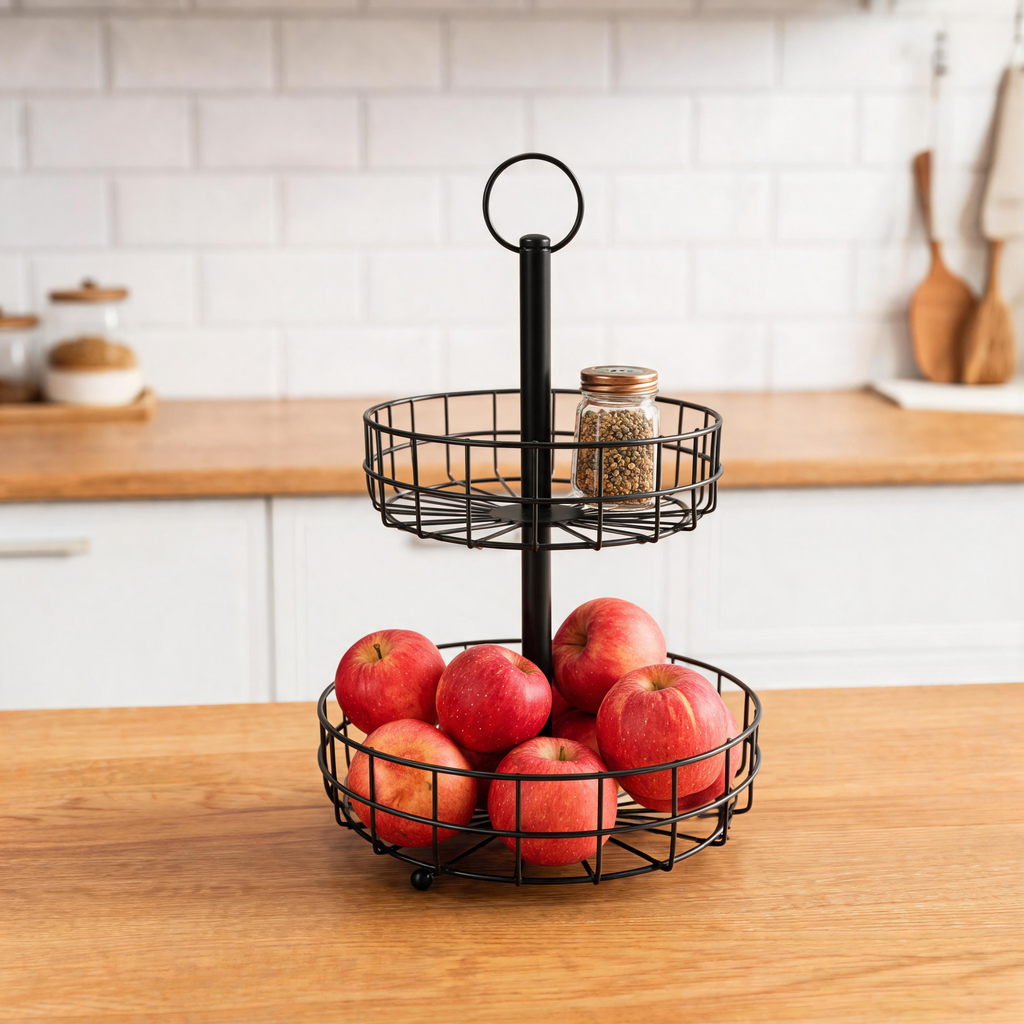 2-Layers Elegant Metal Fruit Holder