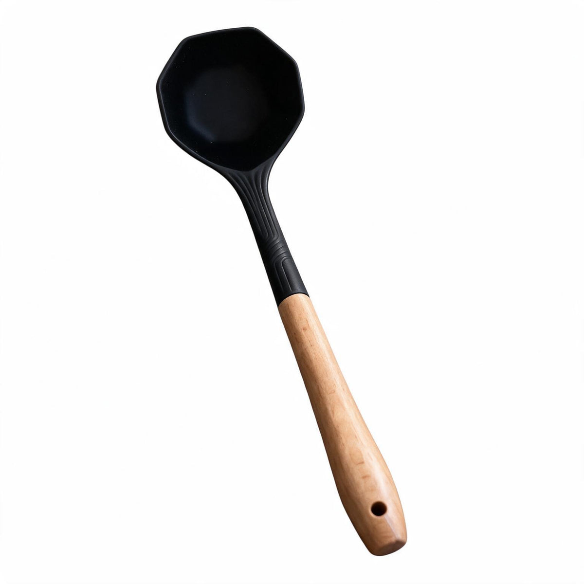 Silicone Soup Ladle with Wooden Handle