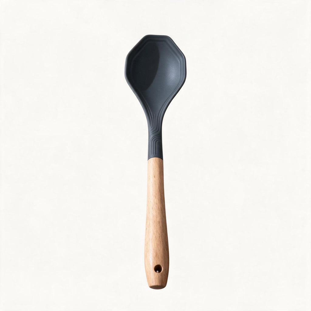 Silicone Serving Spoon with Wooden Handle