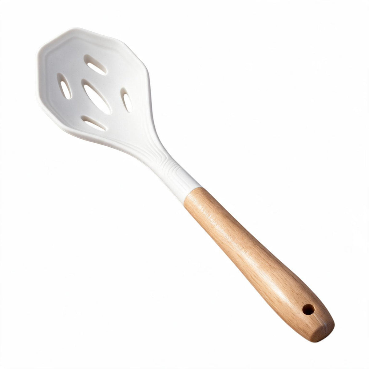 Silicone Slotted Spoon with Wooden Handle