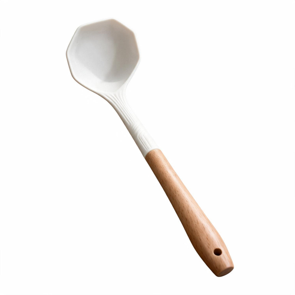 Silicone Soup Ladle with Wooden Handle