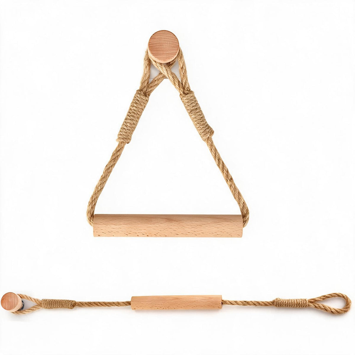 Boho Jute Rope Towel Holder with Wooden Bar – No Drill