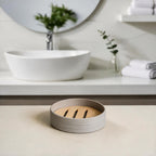 Bathroom Accessories Set with Bamboo Lids – 8 Pieces