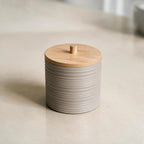 Bathroom Accessories Set with Bamboo Lids – 8 Pieces